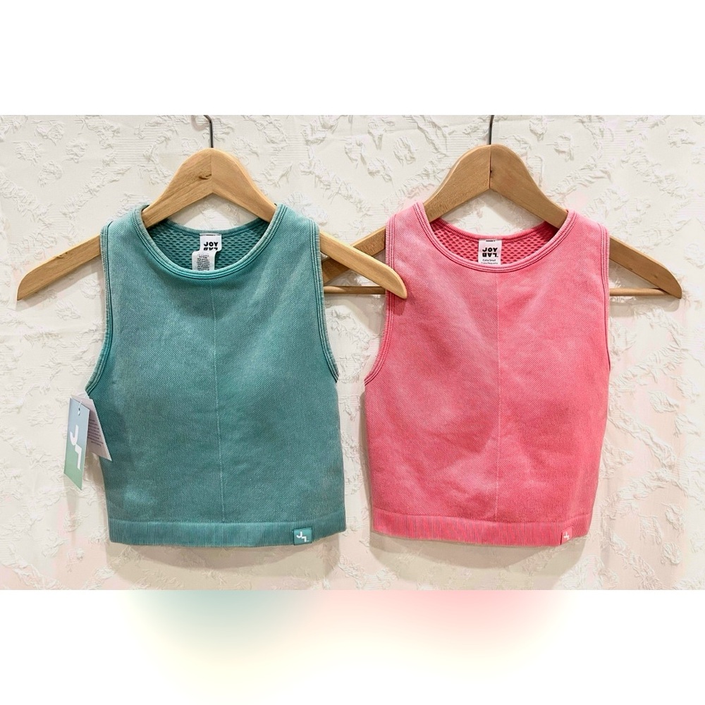 2 pack JoyLab Women's High Neck Cropped Support Tank Top - Size XS